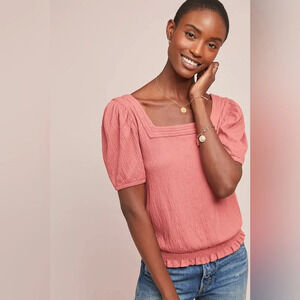 DOLAN by ANTHROPOLOGIE Vanessa Smocked Top‎ in Rose